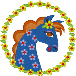 Floral Horse Embroidery Design