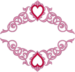 Scroll Hearts Frame Embroidery Design