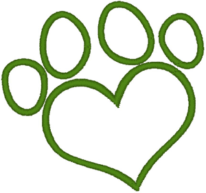 Heart Paw Print Embroidery Design