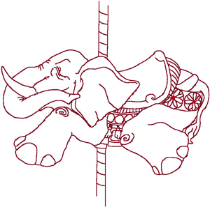 Redwork Carousel Elephant Embroidery Design