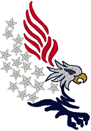 Bald Eagle & Stars Embroidery Design