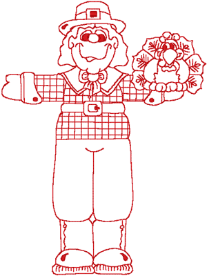 Redwork Pilgrim Boy Embroidery Design