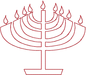 Redwork Hanukkah Menorah Embroidery Design