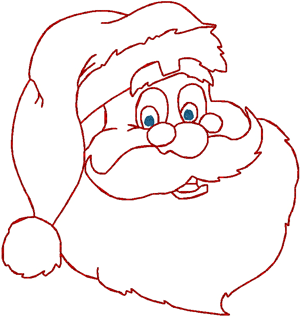 Redwork Classic Santa Embroidery Design