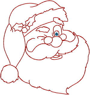 Redwork Classic Winking Santa Embroidery Design