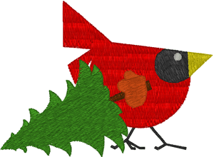 Christmas Tree Cardinal Embroidery Design