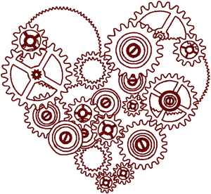 Redwork Steampunk Heart Embroidery Design