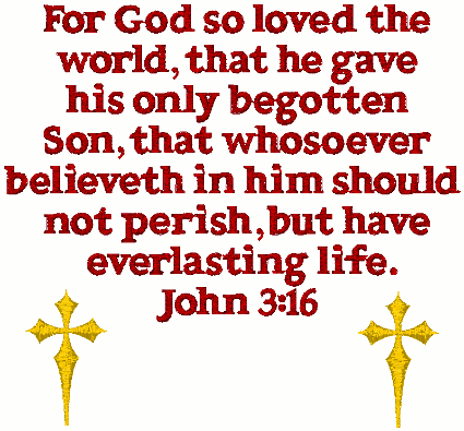 John 3:16 Embroidery Design