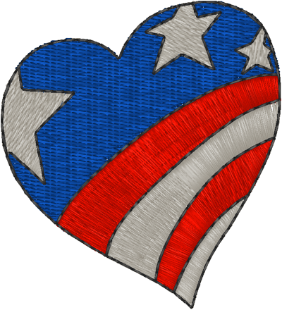 Small Patriotic Heart Embroidery Design