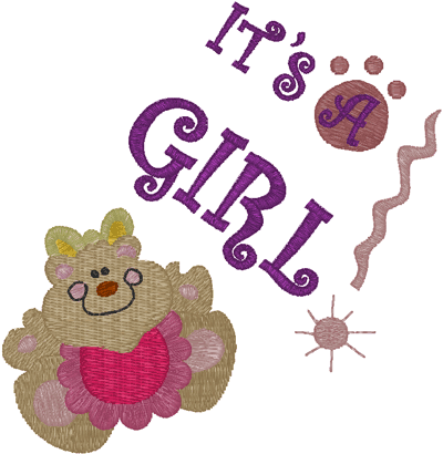 It's a Girl! Teddy Announcement Embroidery Design