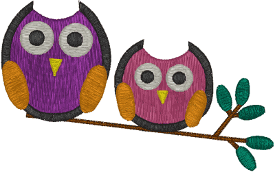 2 Little Owls Embroidery Design