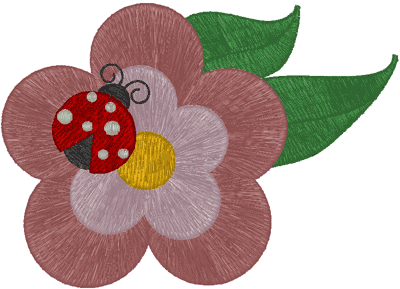Ladybird on Flower Embroidery Design