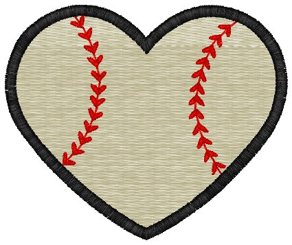 Baseball Heart Embroidery Design