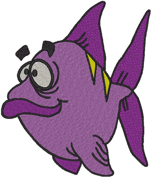 Fun Purple Fish Embroidery Design