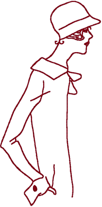 Redwork Flapper in Pose Embroidery Design