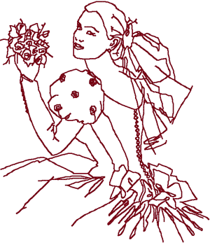 Redwork Bride #2 Embroidery Design