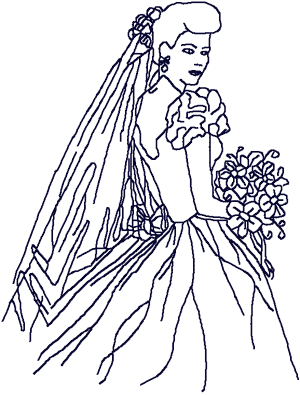 Redwork Bride #4 Embroidery Design