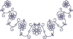 Redwork Daisy Center Embroidery Design