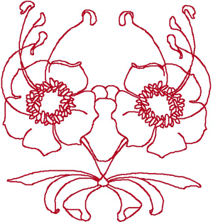 Redwork Flower with Stamens Embroidery Design