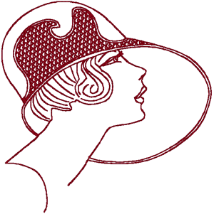 Redwork Flapper with Paisley Hat Embroidery Design