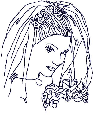 Redwork Bride #5 Embroidery Design