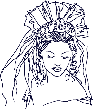 Redwork Bride #6 Embroidery Design