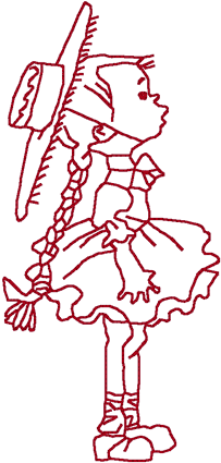 Redwork Little Cowgirl Embroidery Design