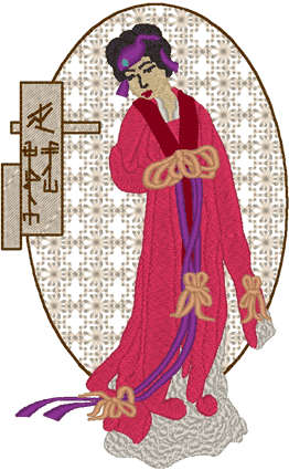 Geisha in Pajamas Embroidery Design