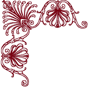 Redwork Victorian Scroll Corner #1 Embroidery Design