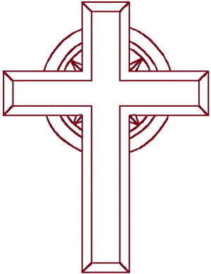 Redwork Halo Cross Embroidery Design