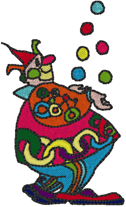Juggling Circus Clown Embroidery Design