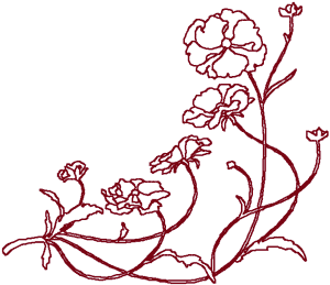 Redwork Coreopsis Corner Embroidery Design