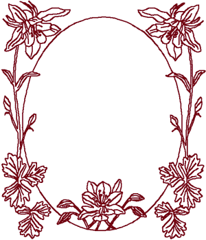 Redwork Oval Lily Frame Embroidery Design