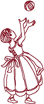 Redwork Playing Ball Embroidery Design