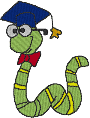 Bookworm Embroidery Design