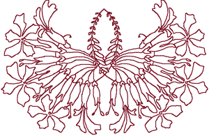 Redwork Vinca Centerpiece Embroidery Design
