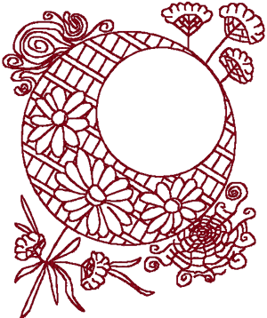 Redwork Flowers & Webs Embroidery Design