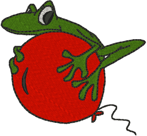 Tree Frog on Balloon Embroidery Design