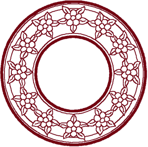 Redwork Circle of Flowers Embroidery Design