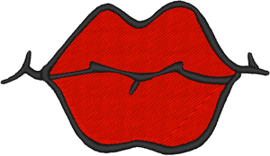 Red Lips Embroidery Design