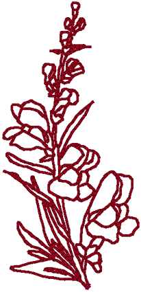 Redwork Snapdragons Embroidery Design