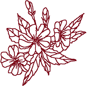 Redwork Violets Embroidery Design