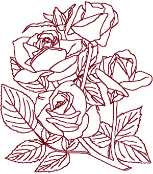 Redwork Roses #2 Embroidery Design