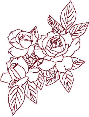 Redwork Roses #3 Embroidery Design