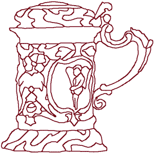 Redwork German Beer Stein Embroidery Design