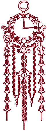 Redwork Victorian Clock Embroidery Design