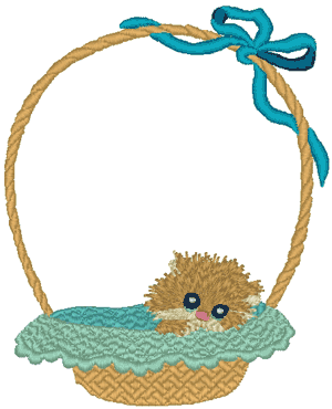 Kitten in a Basket Embroidery Design