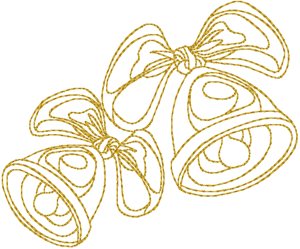 Redwork in Gold Christmas Bells Embroidery Design