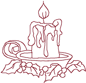 Redwork Christmas Candle Embroidery Design