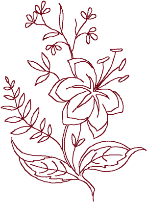 Redwork Lily #2 Embroidery Design